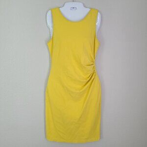 Kenneth Cole New York women's yellow sleeveless zippered midi dress size 8
